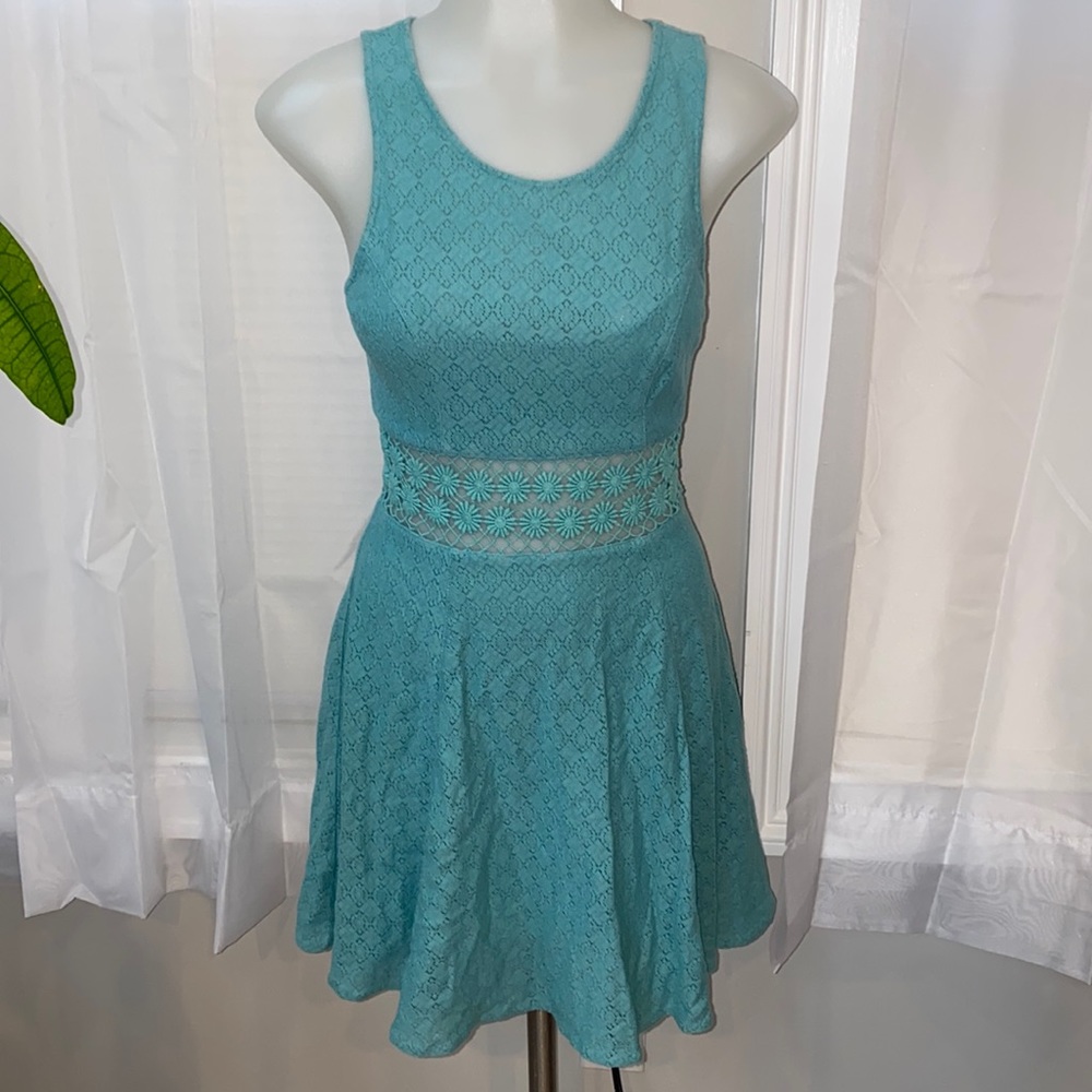 Free people Blue Floral Daisy Dress Crochet